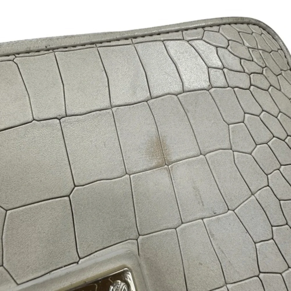 Oroton Embossed Leather Zip Wallet in Ivory Croc